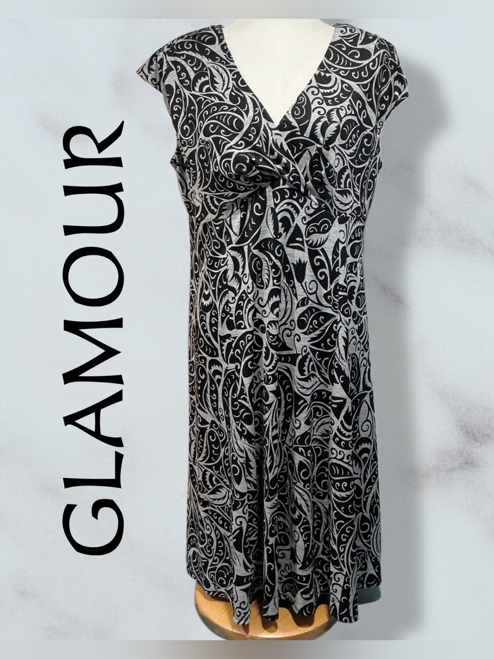 GLAMOUR Empire Waist Print Dress,‎ Size 14W